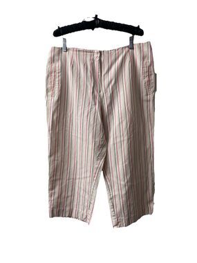 Lizgolf Audra Striped Pink Golf Pants Cropped Front Zip Pockets Womens 14